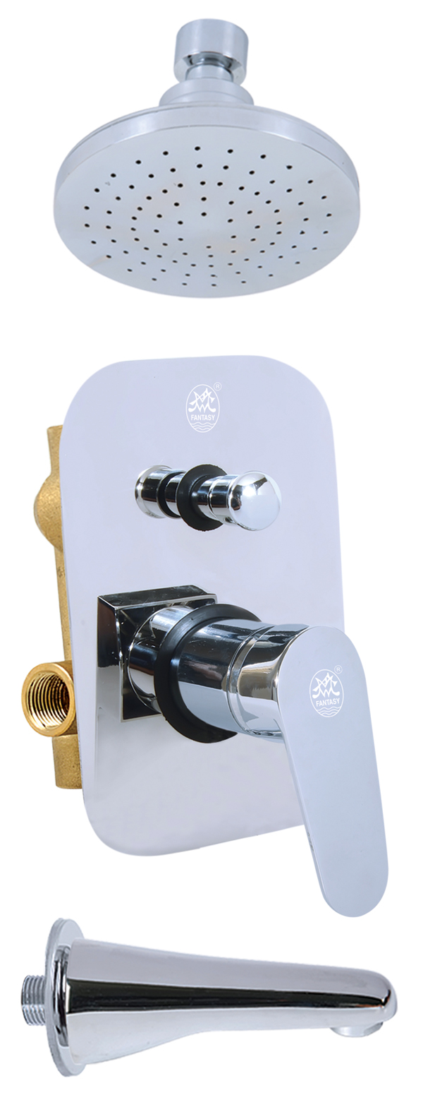 Single Lever Conceal Shower Mixer with Spout and Ceiling Shower (Round)